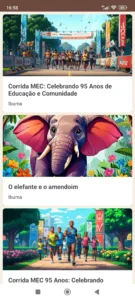 Blog na estante interface do app