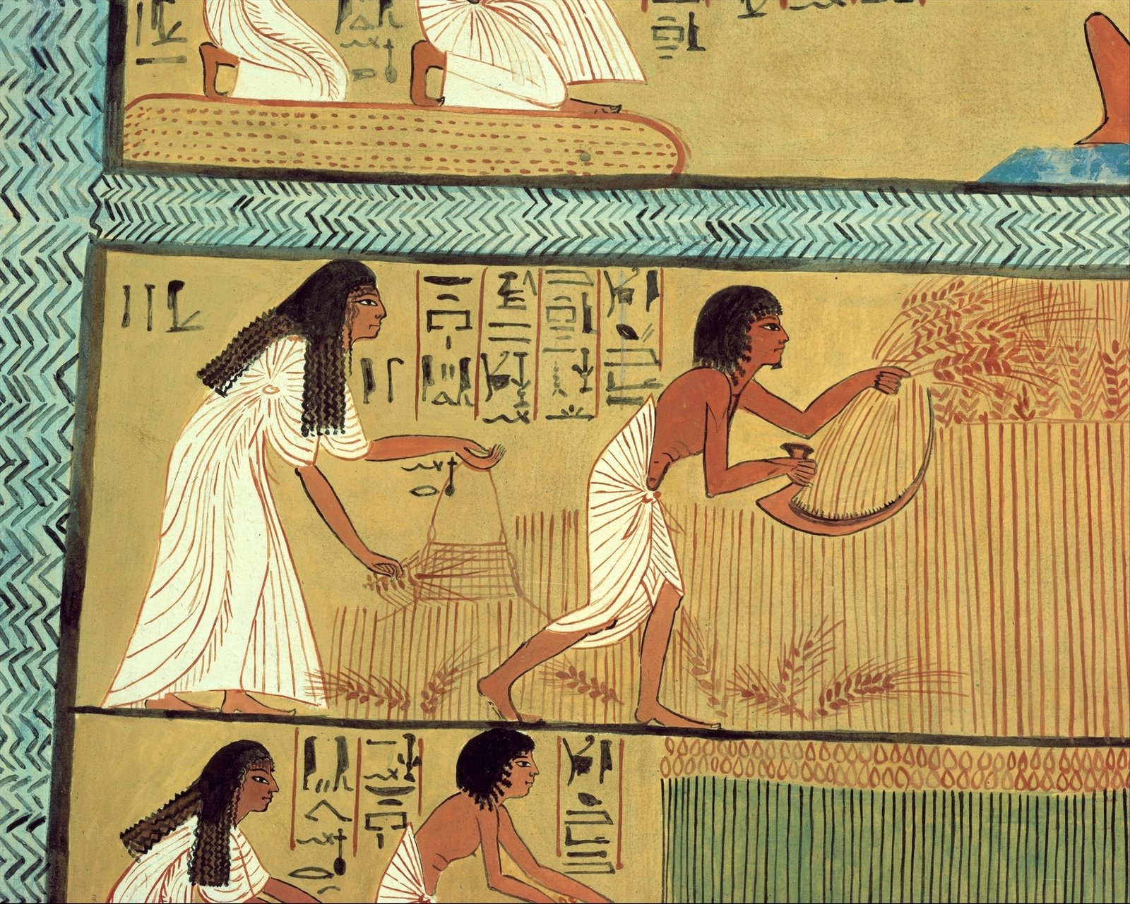 Pintura de tumba egípcia do período Ramessida mostrando o oficial Sennedjem e sua esposa Iineferti